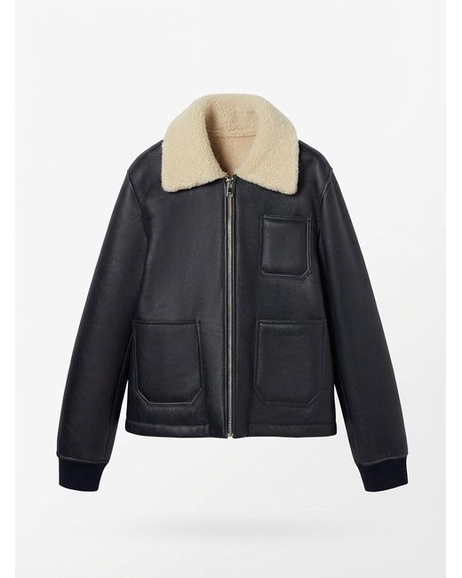 Gucci Black Nappa Leather-Trimmed Shearling Jacket for men