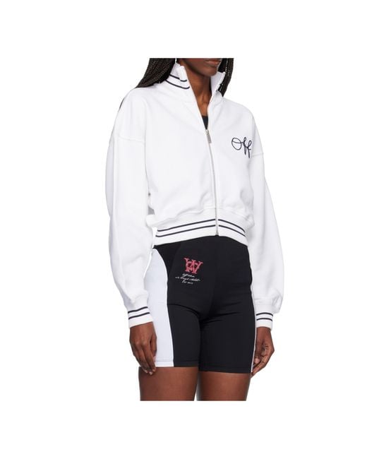 Off-White c/o Virgil Abloh White Logo-Embroidered Striped Bomber Jacket