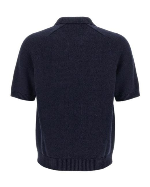 Polo Ralph Lauren Blue Logo-Intarsia Short-Sleeve Sweater for men
