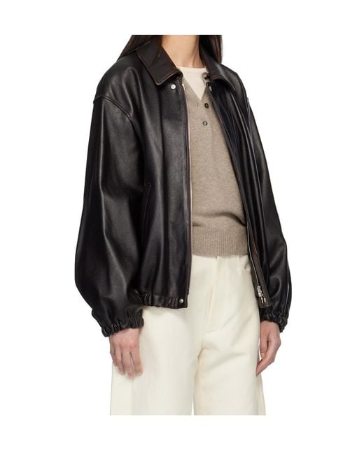 Ssstein Black Zippered Leather Jacket