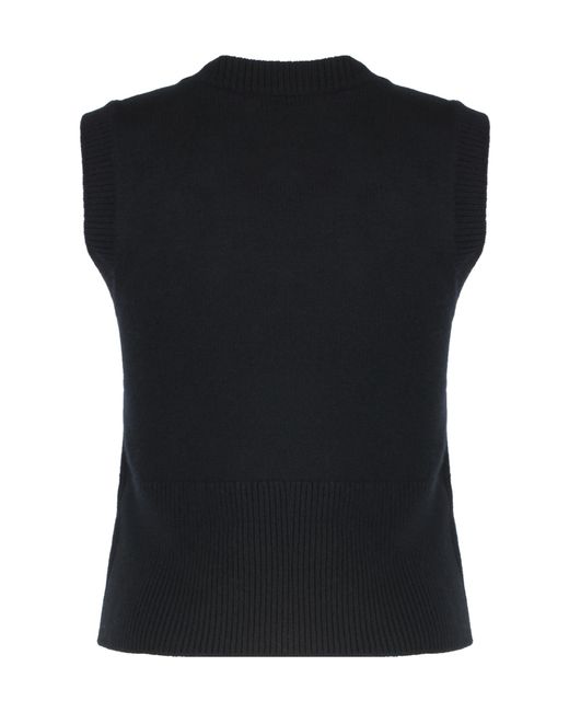 P.A.R.O.S.H. Black Loira Floral Embellished Knitted Vest