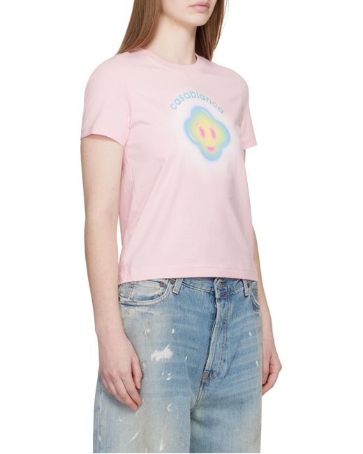 Casablanca Pink Logo Printed Crewneck T-Shirt