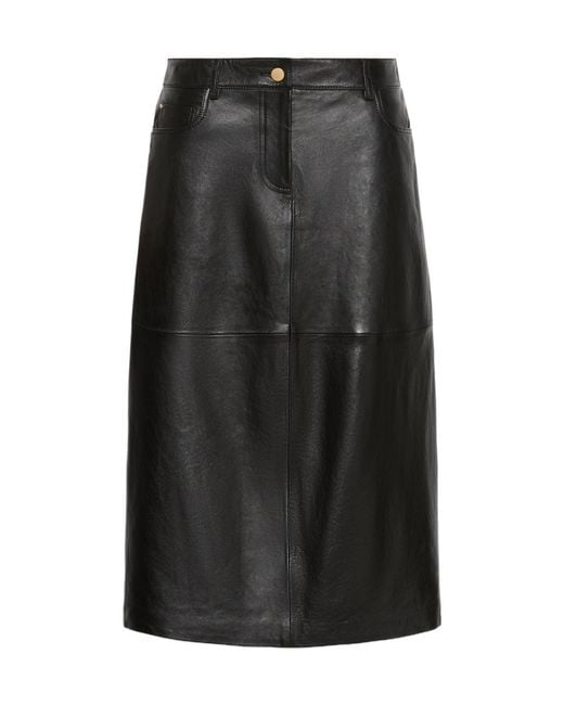 Max Mara Black Leather Panelled Skirt