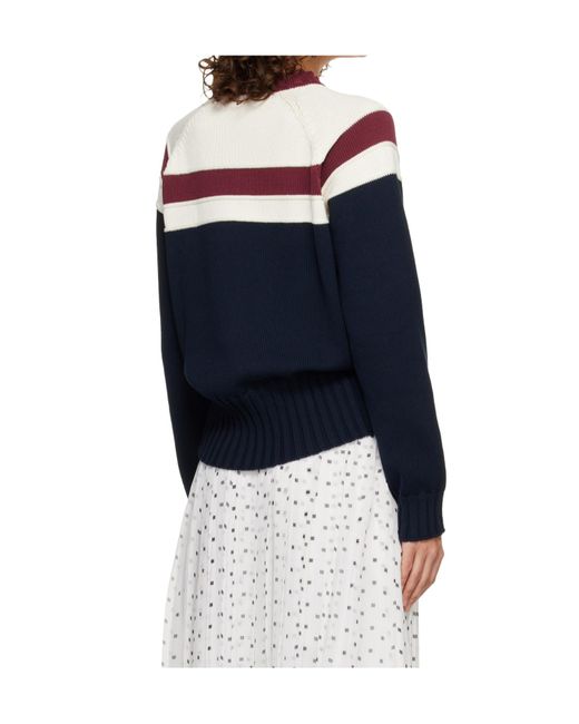 Marni Blue Contrast Stripe Cotton Sweater