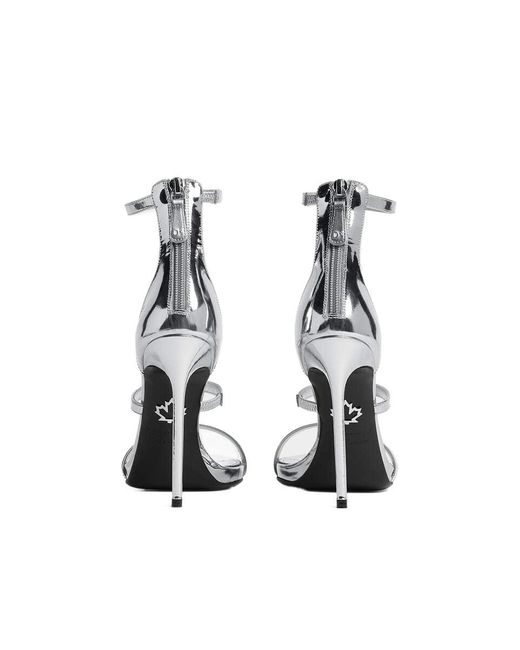 DSquared² White Round-Toe Heeled Sandals
