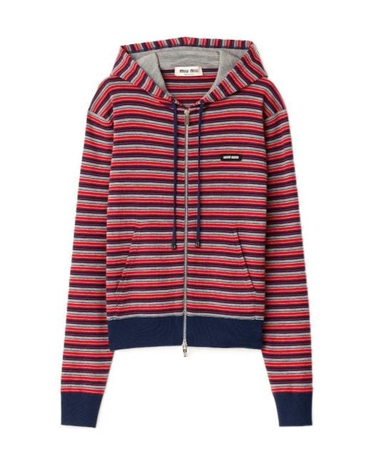 Miu Miu Red Wool Hoodie Jacket