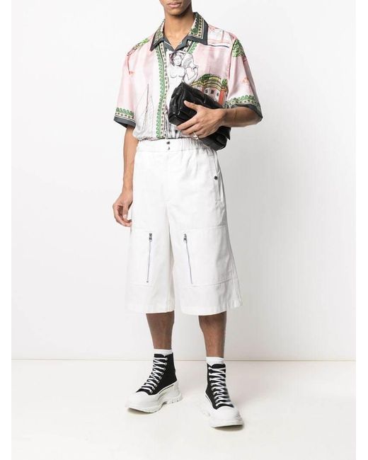 McQueen White Japanese Gabardine Shorts for men