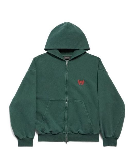 Balenciaga Green Laurel Classic Zip-Up Hoodie for men