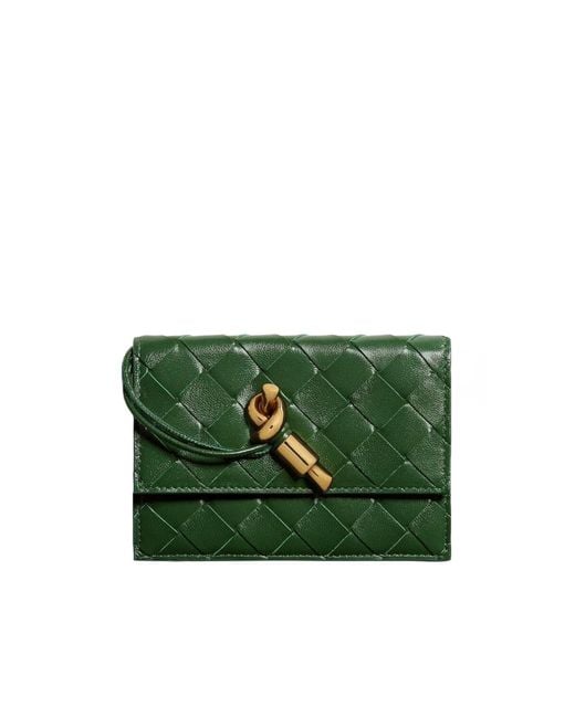 Bottega Veneta Green Andiamo Zipped Card Case