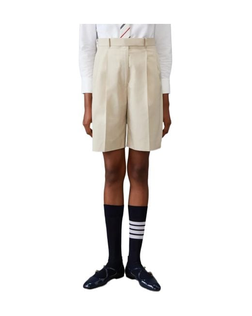 Thom Browne White Typewriter Cloth Double Pleat Shorts