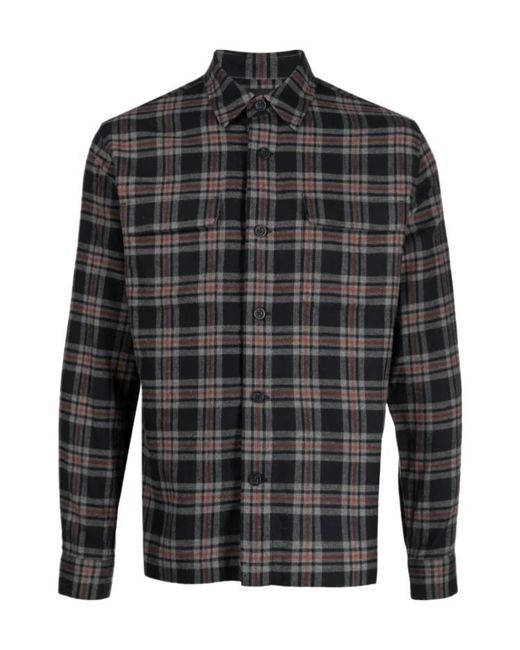 Vince Gray Check-Pattern Cotton Shirt for men