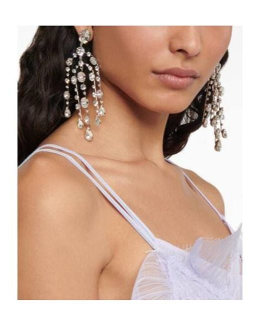 Jennifer Behr White Ophelia Embellished Drop Earrings