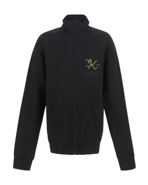 KENZO Blue Tiger Tail K Logo Embroidered Track Jacket for men