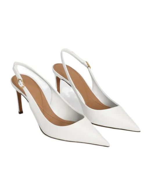 Dolce & Gabbana White Pointed Toe Slingback Pumps