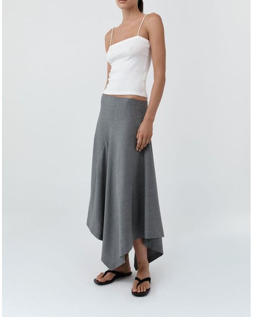 St. Agni Gray Curved Patchwork Midi Skirt