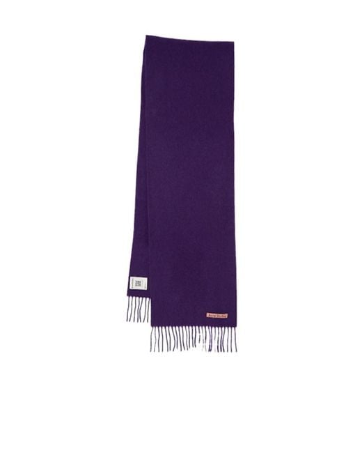 Acne Purple Skinny Wool Scarf