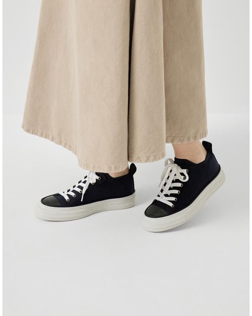 Brunello Cucinelli Blue Mesh Panel Low-Top Sneakers