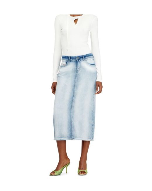 DIESEL Blue De Skye Fsi Midi Denim Skirt