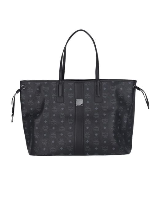 MCM Black Liz Logo Plaque Top Handle Bag
