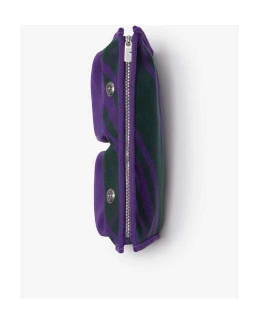 Burberry Purple Check-Pattern Zipped Clutch Bag for men