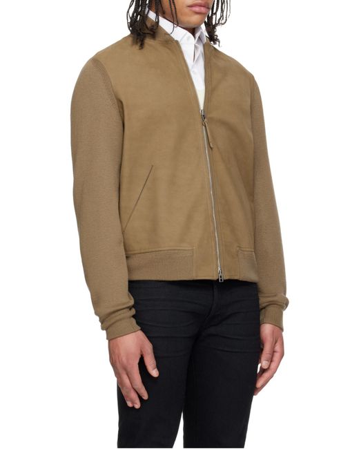 Tom Ford Brown Panelled Zip-Up Jacket for men