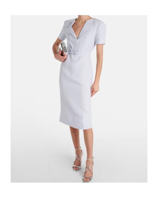 Roland Mouret White Wool And Silk Midi Dress