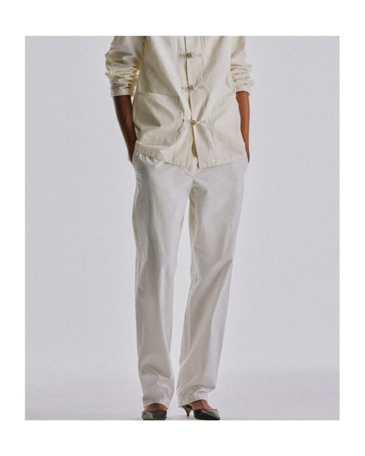 The Row White Fael Straight-Leg Trousers