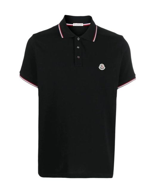 Moncler Black Short-Sleeved Polo Shirt for men