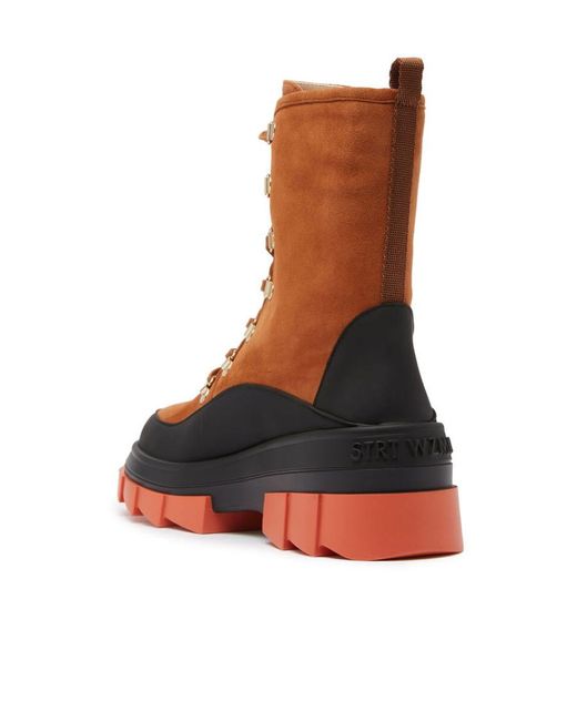 Stuart Weitzman Brown Chunky Lace-Up Suede Boots