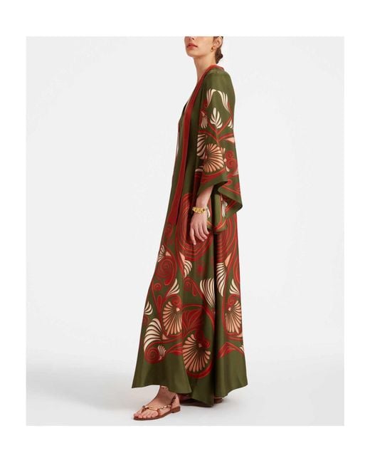 LaDoubleJ Multicolor Magnifico Botanical-Print Silk Dress