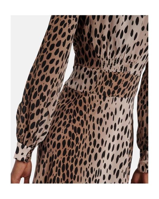 Rixo Natural Emory Printed Silk Maxi Dress