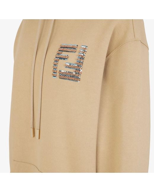 Fendi Natural Ff Sequin-Embellished Drawstring Hoodie