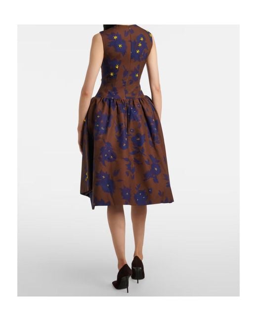 ShuShu/Tong Purple Floral Cotton Midi Dress