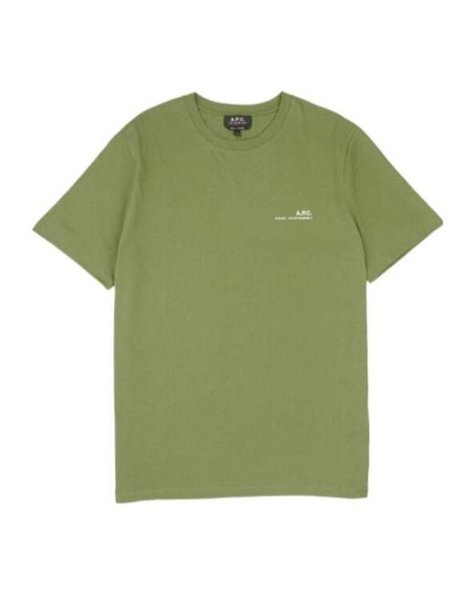 A.P.C. Green Logo-Print Cotton T-Shirt for men