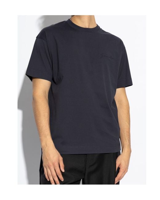 Givenchy Blue Logo Embossed Crewneck T-Shirt for men