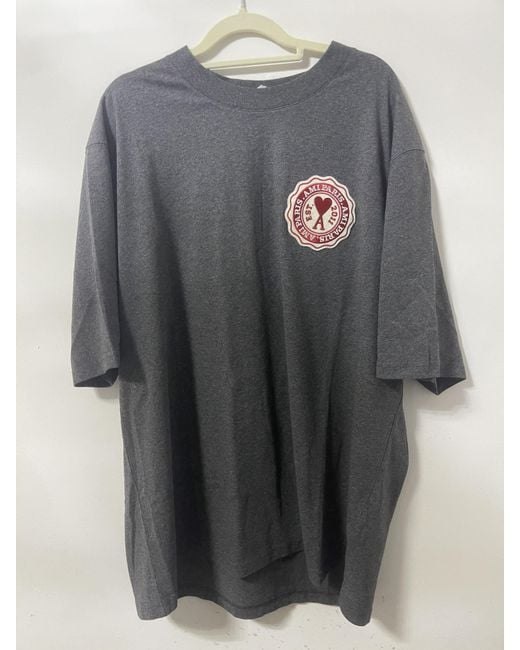 AMI Gray Logo-Patch Oversized T-Shirt for men