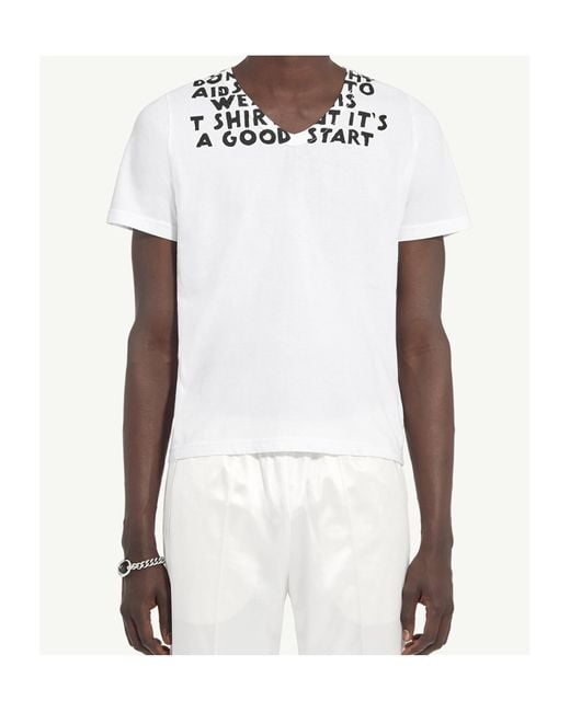 MM6 by Maison Margiela White V-Neck Sida Jersey for men