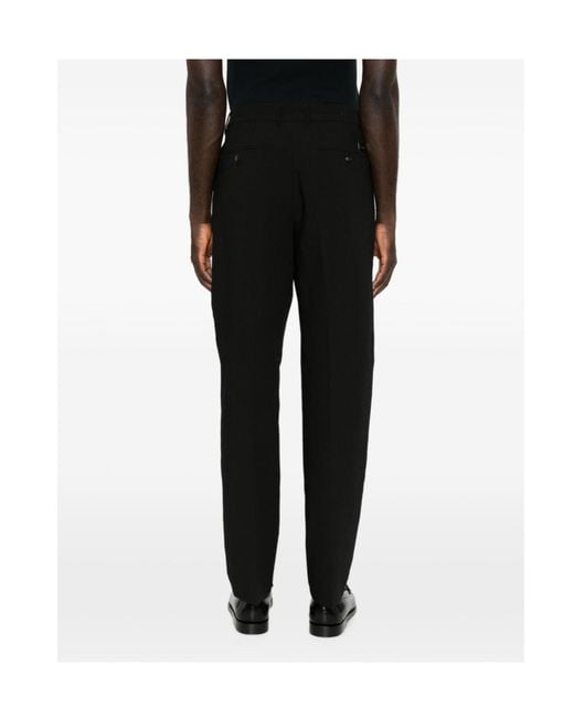 Emporio Armani Black Pressed-Crease Straight-Leg Trousers for men