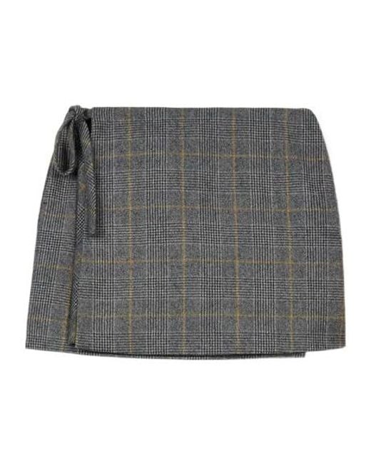 KENZO Gray Checks' Wrap Short Skirt