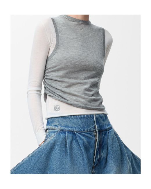 Loewe Gray Cashmere Draped Sweater
