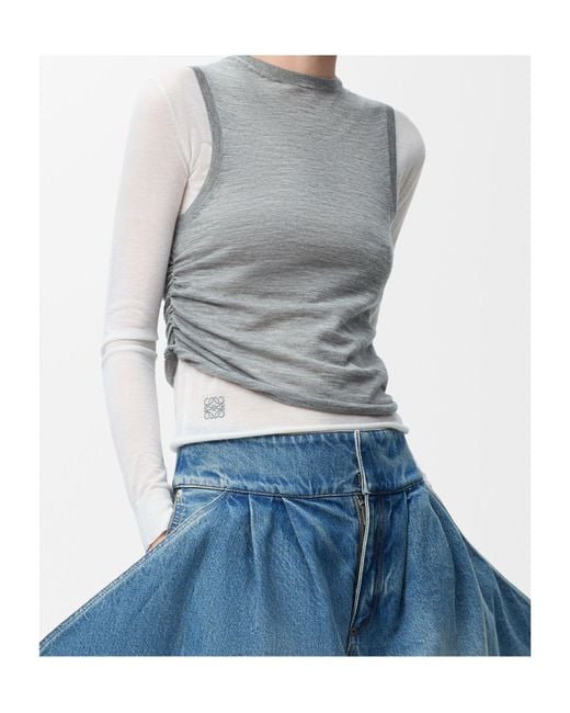 Loewe Gray Cashmere Draped Sweater
