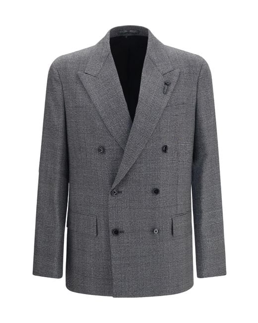 Lardini Gray Double-Breasted Coat for men