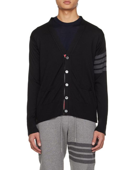 Thom Browne Blue 4-Bar V-Neck Cardigan for men