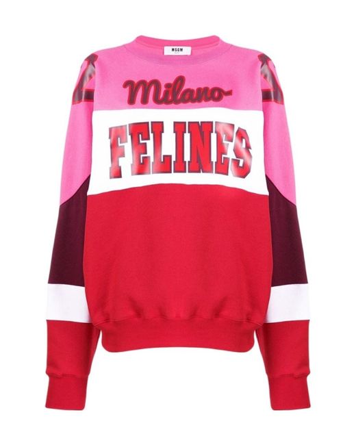 MSGM Red Round-Necked Sweater