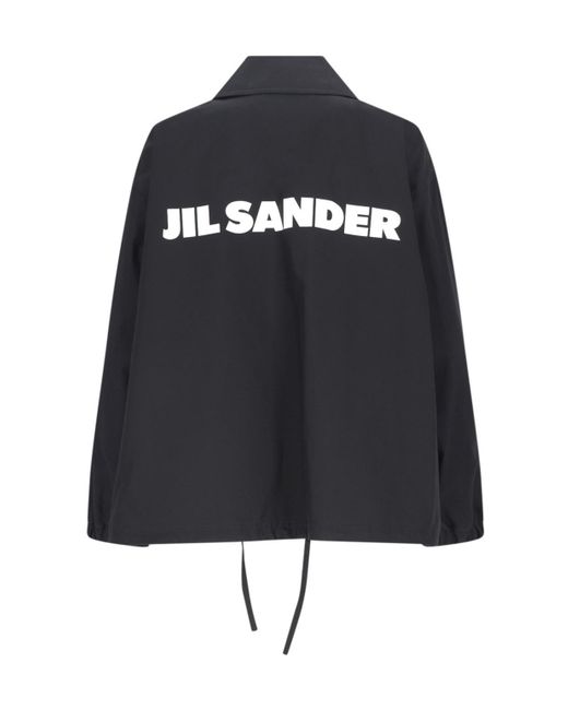 Jil Sander Blue Logo-Printed Textured Jacket