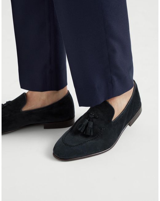Brunello Cucinelli Black Fringed Slip-On Loafers for men