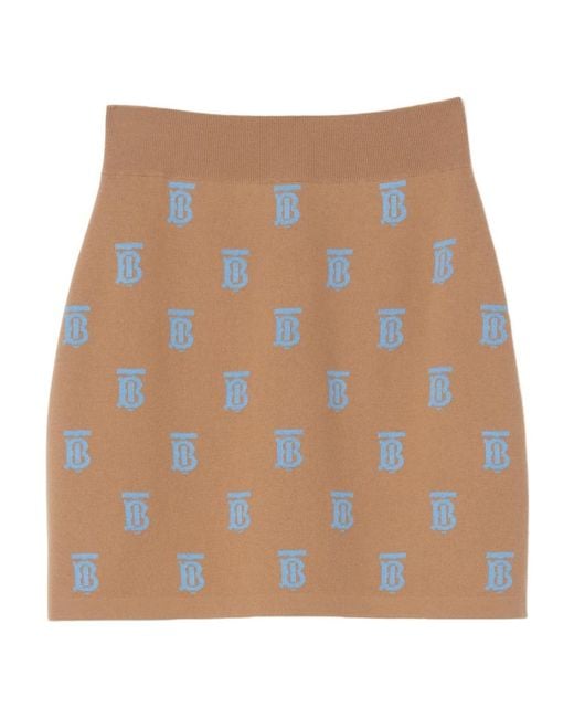 Burberry Brown Monogram-Print Jacquard Miniskirt