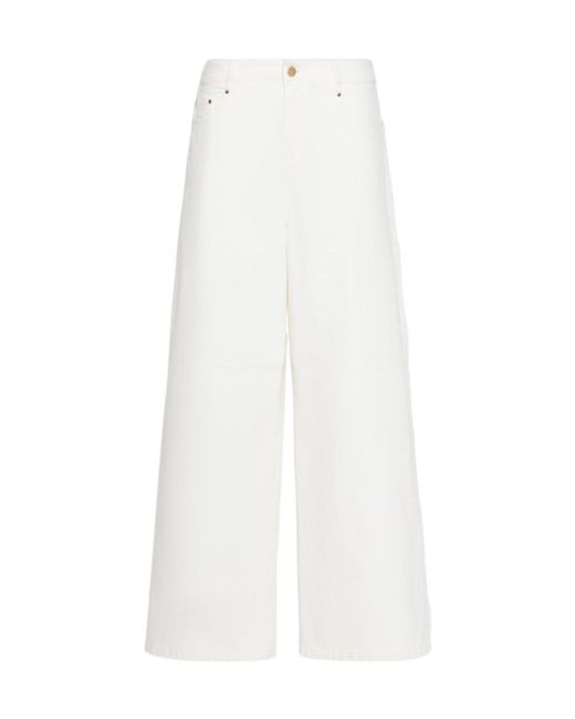 Max Mara White Cotton Bull Trousers