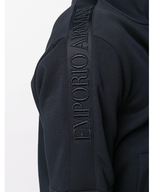 Emporio Armani Blue High Neck Zip-Up Sweatshirt for men