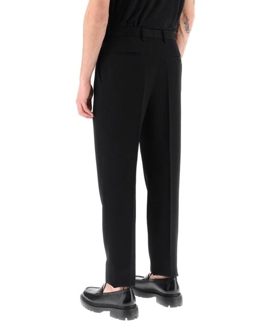Lanvin Black Pressed-Crease Straight-Leg Trousers for men